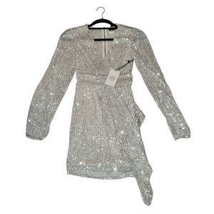 Crystal Sky Elegant Silver Sequin Dress